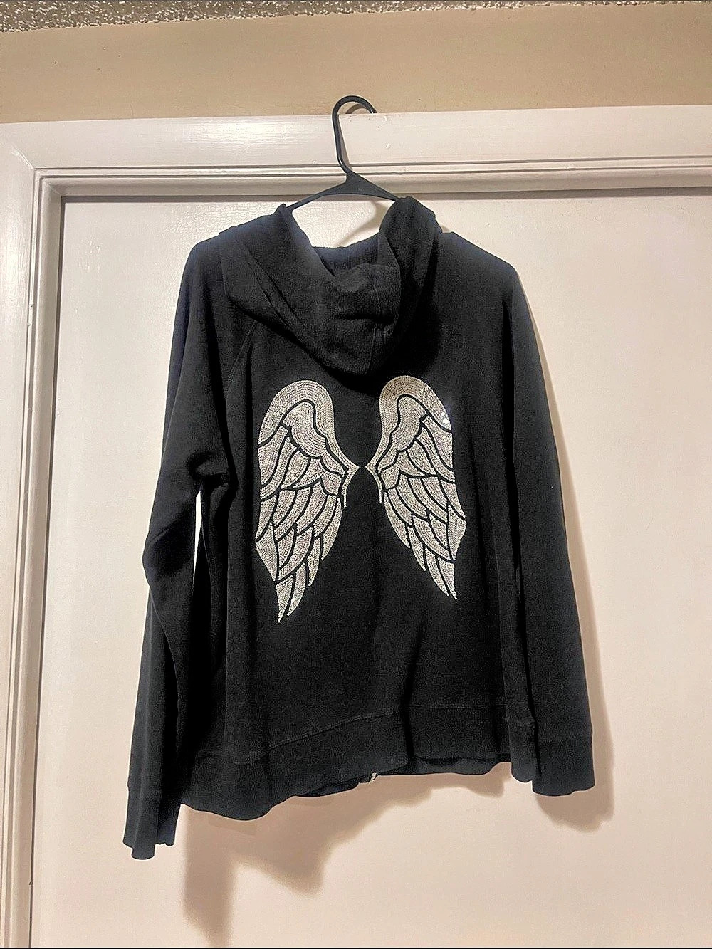 Victoria's Secret Black Wing Graphic Hoodie Size XL VERY OLD